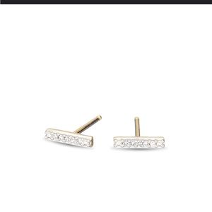 Adina Reyter super tiny pave bar posts in 14k yellow gold